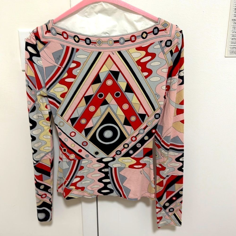 Emilio Pucci Multicolor Geometric Long Sleeve Top - Picture 2 of 9